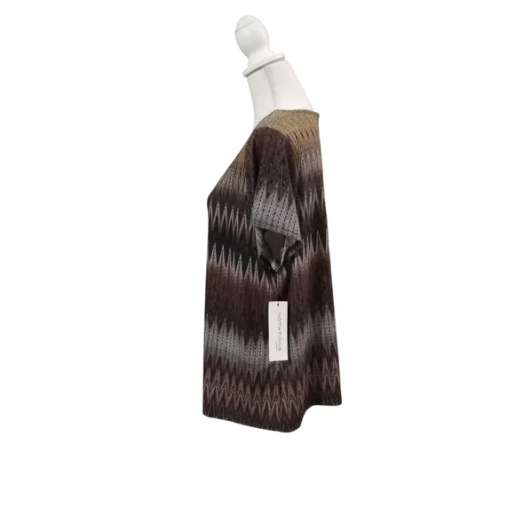 NOTATIONS WOMEN‎ SHORT SLEEVE PULLOVER TOP 2X NWT BROWN AND TAN - Picture 4 of 10